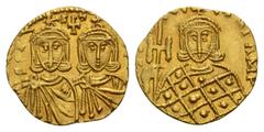 BYZANTINE COINS BYZANTINE EMPIRE Constantine V and Leo III, 741-775. Solidus ca. 751-775, Syracuse. 3.74 g. Facing busts of Constantine V on l., and Leo IV, on r., each wearing crown and chlamys // Fa