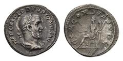 ROMAN COINS COINS OF THE ROMAN EMPIRE Pupienus, 238. Denarius, Rome. 2.65 g. Laureate, draped, and cuirassed bust right, seen from behind // Concordia seated left, holding patera and double cornucopia