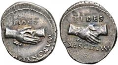 ROMAN COINS THE CIVIL WARS. THE CIVIL WARS, AD 68-70. Denarius, Spain. AR 3.54 g. FIDES / PRAETORIANORVM Clasped r. hands. Rev. FIDES / EXERCITVVM Clasped r. hands. RIC 213, 21. BMC 306, 65. C. 363 (G