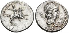 ROMAN COINS THE CIVIL WARS. THE GALBA COLLECTION. GALBA, AD 68-69. Denarius, Spain (Tarraco ?), April - late 68. AR 3.29 g. GALBA IMP Galba, in military attire, on horse prancing r., holding reins wit