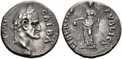 ROMAN COINS THE CIVIL WARS. THE GALBA COLLECTION. GALBA, AD 68-69. Denarius, Spain (Tarraco ?), April - late 68. AR 3.47 g. GALBA IMP Laureate head r., globe at point of bust. Rev. LIBERTAS - PVBLICA 