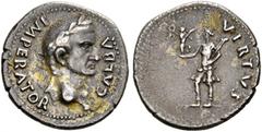 ROMAN COINS THE CIVIL WARS. THE GALBA COLLECTION. GALBA, AD 68-69. Denarius, Spain (Tarraco ?), April - late 68. AR 3.50 g. GALBA - IMPERATOR Laureate head r. Rev. VIRTVS Virtus, wearing short tunica,