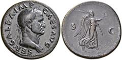 ROMAN COINS THE CIVIL WARS. THE GALBA COLLECTION. GALBA, AD 68-69. Sestertius, June - August 68. AE 26.76 g. SER GALBA IMP - CAES AVG Laureate, draped bust r. Rev. S - C Victoria, wearing long dress, 