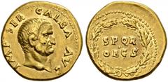 ROMAN COINS THE CIVIL WARS. THE GALBA COLLECTION. GALBA, AD 68-69. Aureus, July 68 - January 69. AV 6.73 g. IMP SER GALBA AVG Bare head r. Rev. SPQR / OB CS within oak wreath. RIC 241,164. BMC 313,29v