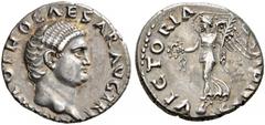 ROMAN COINS THE CIVIL WARS. OTHO, AD 69 (January 15 - April 17). Denarius. AR 3.34 g. IMP M OTHO CAESAR AVG TR P Bare head r. Rev. VICTORIA - OTHONIS Victoria, wearing long dress, moving l. on globe, 