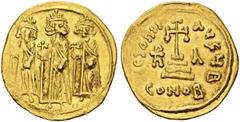 BYZANTINE COINS BYZANTINE EMPIRE. HERACLIUS, 610-641 with Heraclius Constantinus and Heraclonas. Solidus AD 638/9-641, Constantinople. 2nd officina. AV. 4,47 g. Heraclius, with long beard and moustach