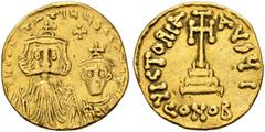 BYZANTINE COINS BYZANTINE EMPIRE. CONSTANS II, 641-668 and CONSTANTINUS IV. Solidus AD 654-659, Constantinople. 10th officina. AV. 4,27 g. dN CONSTANTINVS C CONSTAN Crowned facing busts of Constans on