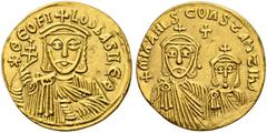 BYZANTINE COINS BYZANTINE EMPIRE. THEOPHILUS, 829-842 with CONSTANTINE and MICHAEL II. Solidus AD 831-842, Constantinople. AV. 4,08 g. Crowned and draped facing busts of Constantine and Michael. Rev. 