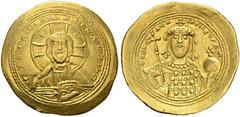 BYZANTINE COINS BYZANTINE EMPIRE. CONSTANTINUS X, 1059-1067. Histamenon, Constantinople. AV. 4,37 g. +IhS XIS REX REGNANTINM Facing bust of Christ Pantokrator; crescents in upper quarters of nimbus. R