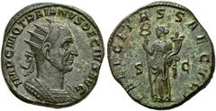 ROMAN COINS COINS OF THE ROMAN EMPIRE. Traianus Decius, AD 249-251. Double sestertius. AE 37.70 g. Radiate, cuirassed bust r. Rev. FELICITAS SAECVLI / S - C Felicitas, wearing long dress and cloak, st