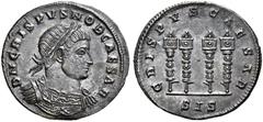 ROMAN COINS COINS OF THE ROMAN EMPIRE. Crispus, 317-326. Light Miliarense (silver), Siscia, 326. AR 4.10 g. DN CRISPVS NOB CAESAR Laureate, cuirassed bust r. Rev. CRISPVS CAESAR / SIS Four standards. 
