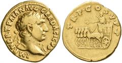 ROMAN COINS COINS OF THE ROMAN EMPIRE. TRAJAN, AD 98-117. Aureus, 103. AV 6.95 g. IMP NER TRAIAN AVG.GER DACICVS Laureate head r., aegis on l. shoulder. Rev. TR.P.COS.V.P.P Trajan in slow quadriga l.,