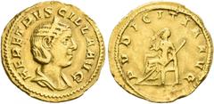 ROMAN COINS COINS OF THE ROMAN EMPIRE. HERENNIA ETRUSCILLA, wife of Traianus Decius. Aureus, undated. AV 3.92 g. HER ETRVSCILLA AVG Diademed, draped bust r., hair in three ridges. Rev. PVDICITIA AVG P