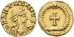 ROMAN COINS COINS OF THE ROMAN EMPIRE. ANTHEMIUS, AD 467-472. Tremissis, gold, uncertain mint (Rome ?). AV 1.22 g. DN ANTHEMIVS C (sic !). Diademed, draped and cuirassed bust r. Rev. Cross within laur