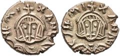 BYZANTINE EMPIRE BYZANTINE EMPIRE. MICHAEL III, AD 842-867. Semissis (?), Syracuse, 842-866. AV 1.57 g. mI - XAHL Facing bust, wearing chlamys and crown with crosslet, holding patriarchal cross on glo