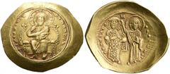 BYZANTINE EMPIRE BYZANTINE EMPIRE. CONSTANTINUS X DUCAS, AD 1059-1067. Histamenon. AV 4.42 g. Christ, nimbate, seated facing on throne with lyra-shaped back-rest, wearing pallium and colobium, holding