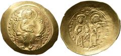 BYZANTINE EMPIRE BYZANTINE EMPIRE. CONSTANTINUS X DUCAS, AD 1059-1067. Histamenon. AV 4.38 g. Christ, nimbate, seated facing on throne with lyra-shaped back-rest, wearing pallium and colobium, holding