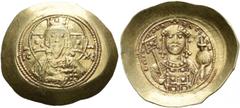 BYZANTINE EMPIRE BYZANTINE EMPIRE. MICHAEL VII DUCAS, AD 1071-1078. Histamenon. AV 4.30 g. Facing bust of Christ with long beard, nimbate, wearing pallium and colobium, holding Book of Gospels in his 