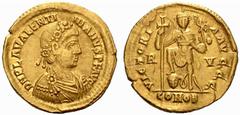 ROMAN COINS COINS OF THE ROMAN EMPIRE Valentinian III, 425-455 AD Solidus (Gold) 426-430 AD, Ravenna. DN PLA VALENTI - NIANVS P F AVG. Rosette-diademed, draped and cuirassed bust right / / VICTORI - A
