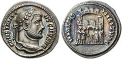 ROMAN COINS COINS OF THE ROMAN EMPIRE.   CONSTANTIUS I CHLORUS, caesar AD 293-305. Argenteus, Siscia, 294-295. AR 3.53 g. CONSTANTI - VS CAESAR Laureate head r. Rev. VIRTVS - MILITVM The four tetrarch