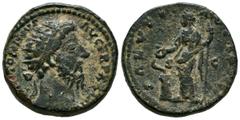 Imperio Romano MARCO AURELIO. Dupondio. (Ae. 15,56g/24mm). 170-171 d.C. Roma. (RIC 965). Anv: Cabeza radiada de Marco Aurelio a derecha, alrededor leyenda: M ANTONINVS AVG TR P XXIII. Rev: Salus estan