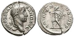 Imperio Romano ALEJANDRO SEVERO. Denario. (Ar. 3,13g/19mm). 229 d.C. Roma. (RIC 92). Anv: Cabeza laureada de Alejandro Severo a derecha, alrededor leyenda: IMP SEV ALEXAND AVG. Rev: Marte avanzando a 