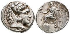 Grecia Antigua REYES DE MACEDONIA, Filipo III Arrhidaios. Tetradracma. (Ar. 17,15g/27mm). 323-317 a.C. (Price P181; HGC 3.1, 973f). Anv: Cabeza de Heracles con piel de león a derecha. Rev: Zeus sentad