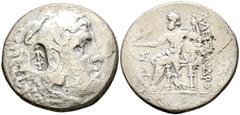 Grecia Antigua REYES DE MACEDONIA, Alejandro III el Grande. Tetradracma. (Ar. 15,77g/30mm). 212-181 a.C. Pamphylia, Aspendos. (Price 2903). Anv: Cabeza de Heracles a derecha recubierta con piel de leó