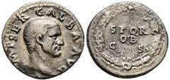 Imperio Romano GALBA. Denario. (Ar. 3,17g/18mm). 68-69 d.C. Roma. (RIC 167). Anv: Cabeza de Galba a derecha, alrededor leyenda: IMP SER GALBA AVG. Rev: Láurea, dentro leyenda: SPQR/OB/SC. MBC. Escaso 