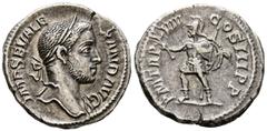 Imperio Romano ALEJANDRO SEVERO. Denario. (Ar. 3,49g/18mm). 229 d.C. Roma. (RIC 92). Anv: Cabeza laureada de Alejandro Severo a derecha, alrededor leyenda: IMP SEV ALEXAND AVG. Rev: Marte avanzando a 