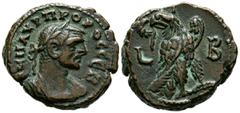 Imperio Romano PROBO. Tetradracma. (Ae. 7,30g/21mm). 276-277 d.C. Alejandría. (Emmett 3983). Anv: Busto laureado y con coraza de Probo a derecha, alrededor leyenda: A K M AVP ΠΡOBOC CЄB. Rev: Aguila e