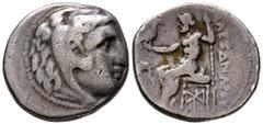Grecia Antigua REYES DE MACEDONIA, Alejandro III el Grande. Dracma. (Ar. 4,08g/17mm). 336-323 a.C. Miletos. (Price 2138). Anv: Cabeza de Herácles a la derecha, con tocado de piel de león. Rev: Zeus se