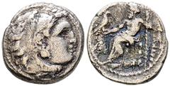 Grecia Antigua REYES DE MACEDONIA, Alejandro III el Grande. Dracma. (Ar. 3,29g/17mm). 336-323 a.C. Ceca a identificar. Anv: Cabeza de Heracles con piel de león a derecha. Rev: Zeus sentado a izquierda