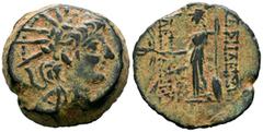 Grecia Antigua REYES SELEUCIDAS, Alejandro II Zabinas. Ae21. (Ae. 7,01g/21mm). 128-122 a. C. Antioquía en el Orontes. (Seaby 2233). Anv: Cabeza radiada y diademada de Alejandro II a derecha. Rev: Aten