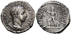 Imperio Romano ALEJANDRO SEVERO. Denario. (Ar. 2,98g/19mm). 228 d.C. Roma. (RIC 80). Anv: Busto laureado y drapeado de Alejandro Severo a derecha, alrededor leyenda: IMP C M AVR SEV ALEXAND AVG. Rev: 