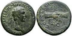 Imperio Romano NERVA. As. (Ae. 9,92g/27mm). 97 d.C. Roma. (RIC 69). Anv: Cabeza laureada de Nerva a derecha, alrededor leyenda: IMP NERVA CAES AVG P M TR P COS II DESIG NIII P P. Rev: Manos entrelazad