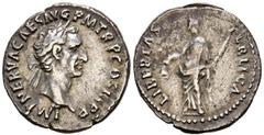 Imperio Romano NERVA. Denario. (Ar. 3,29g/18mm). 96 d.C. Roma. (RIC 31). Anv: Cabeza de Nerva laureada a derecha, alrededor leyenda: IMP NERVA CAES AVG P M TR P COS III P P. Rev: Libertas estante a iz