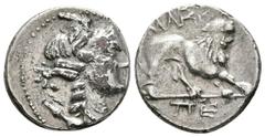 Ancient Greek coins MASSALIA (Gaul). Dracma. 121-82 a.C. A/ Busto con diadema y drapeado de Artemis a derecha. R/ León a derecha. BN 13535, Dep. 55/52. Ar/Ae. 2,54g. Forrado de muy buen arte. MBC.