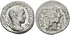 Roman Empire ALEJANDRO SEVERO. Denario. 224 d.C. Roma. A/ Busto laureado a derecha. IMP CAES M AVR SEV ALEXANDER AVG. R/ Salus sedente a izquierda alimentando serpiente con pátera. P M TR P II COS P P
