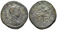 Roman Empire ALEJANDRO SEVERO. Sestercio. 221-223 d.C. Roma. A/ Busto laureado y drapeado con coraza a derecha. IMP CAES M AVR SEV ALEXANDER AVG. R/ Salus sedente a izquierda alimentando serpiente sob