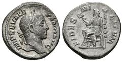 Imperio Romano SEVERUS ALEXANDER. Denarius. (Ar. 3.68g / 19mm). 231 AD Rome. (RIC 193). Obv: Laureate bust of Alejandro Severo on the right, around the legend: IPM SEV ALECAND AVG. Rev: Fides sitting 