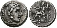 Grecia Antigua REYES DE MACEDONIA, Alejandro III el Grande. Dracma. (Ar. 4,04g/17mm). 310-301 a.C. Colofón. (Price 1534). Anv: Cabeza de Hércules a derecha con piel de león. Rev: Zeus sentado a izquie