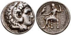 Grecia Antigua REYES DE MACEDONIA, Alejandro III el Grande. Tetradracma. (Ar. 16,77g/27mm). 311-300 a.C. Babilonia. (Price 3746). Anv: Cabeza de Hércules a derecha con piel de león. Rev: Zeus sentado 