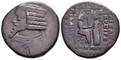 Grecia Antigua REYES DE PARTIA, Phraates IV. Tetradracma. (Ve. 10,57g/27mm). 26 a.C. Seleukeia en el Tigris. (Sellwood 51.25). Anv: Busto diademado a izquierda. Rev: Phraates IV sentado en trono a der