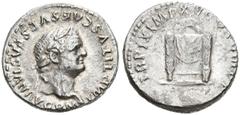 Imperio Romano TITO. Denario. (Ar. 3,26/18mm). 79 d.C. Roma. (RIC 24a). Anv: Cabeza laureada de Tito a derecha, alrededor leyenda: IMP TITVS CAES VESPASIAN AVG P M. Rev: Trono con respaldo, alrededor 