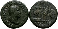 Imperio Romano GALBA. Sestercio. (Ae. 28,40g/35mm). 68 d.C. Roma. (RIC 463). Anv: Busto laureado y drapeado de Galba a derecha, alrededor leyenda: SER SVLPI GALBA IMP CAESAR AVG P M TR P. Rev: Galba e