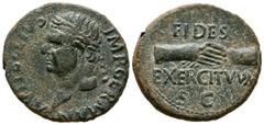 Roman Empire VITELLIUS. As. (Ae. 8.78g/27mm). 69 AD Tarraco. (RIC 42). Obv: Laureate head of Vitellius left, around legend: A VITELLIVS IMP GERMAN. Rev: Intertwined hands, around legend: FIDES EXERCIT