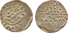 Raoul, denier, s.d. Paris A/+ GRATIA DI REX. Monogramme de Raoul. . En quatre lignes : + / PARISI/ CIVITA/ +. TTB, R Argent, 20,0 mm, 1,05 g, 1 h. D.774 (36 ex.), MG.1582, P.337 Quelques faiblesses de