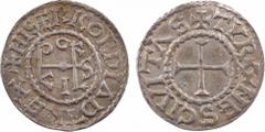 Louis III, denier, Tours A/(à 9 h.) HISERICORDIA D-I REX, Monogramme de Louis R/+ TVRONES CIVITAS, Croix SUP, RR Argent, 19,7 mm, 1,65 g, 6 h D.1041, MG.1255, P.453 - Crinon 1.1 var.2 Très rare denier