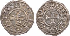Eudes, denier, Limoges, Xe s. A/(à 5 h.) + GRATIA D-I RE Dans le champ, ODO entre deux croisettes R/+ LIMOVICAS CIVIS Croix SUP Argent, 24,2 mm, 1,78 g, 6 h D.511 (1123 ex.) MG.1332 Sur un flan très l
